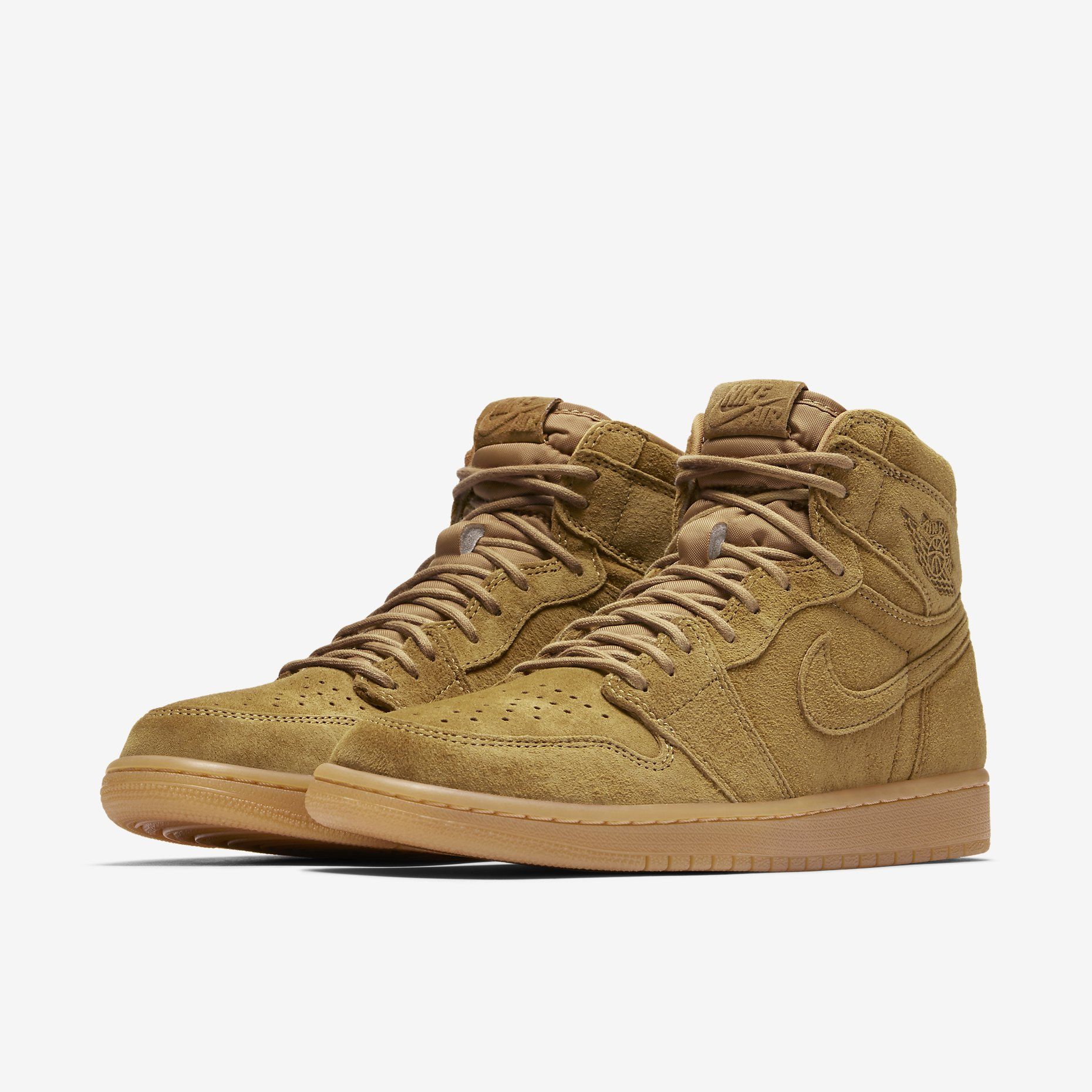 耐克air jordan 1 wheat aj1 男子篮球鞋 小麦翻毛大黄靴 555088-710