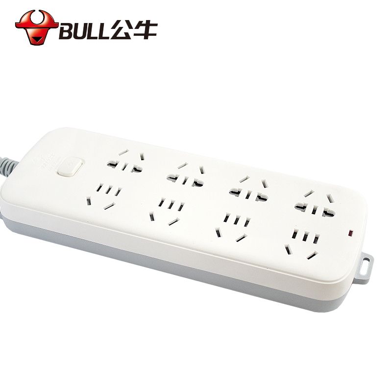 公牛(bull)新国标插座 插线板/插排/排插/接线板/拖线板 8位总控全长3