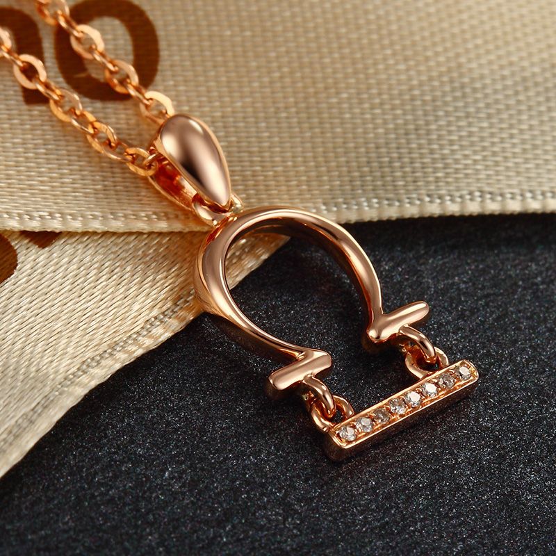 gzuan古钻 天秤座 18k金钻石吊坠 d3068(赠18寸s925银镀金项链)