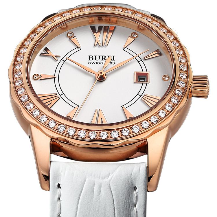 宝梭(burei)手表女士石英表皮带镶钻腕表潮流学生防水时尚优雅休闲女