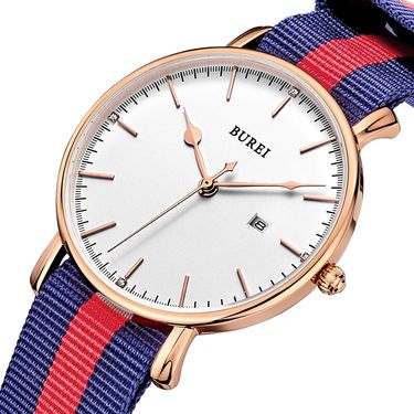 宝梭(burei)手表女表石英表轻薄大表盘休闲皮带时尚防水单日历