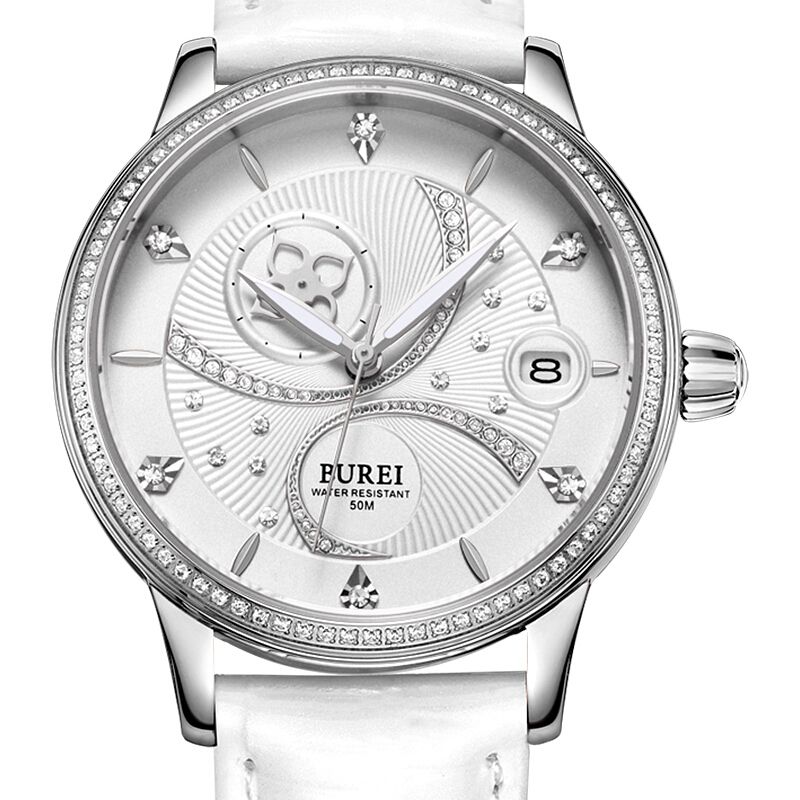 宝梭(burei)女士手表 全自动机械情侣表陶瓷表时尚防水女表