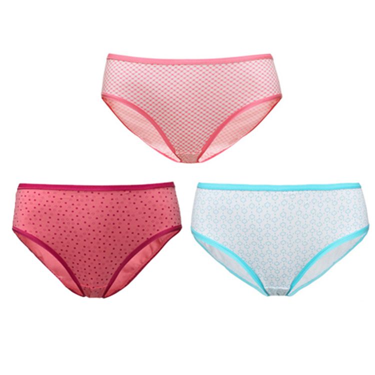 三枪 内裤女舒肤弹力棉纯色印花棉质面料女士三角裤[3条装]