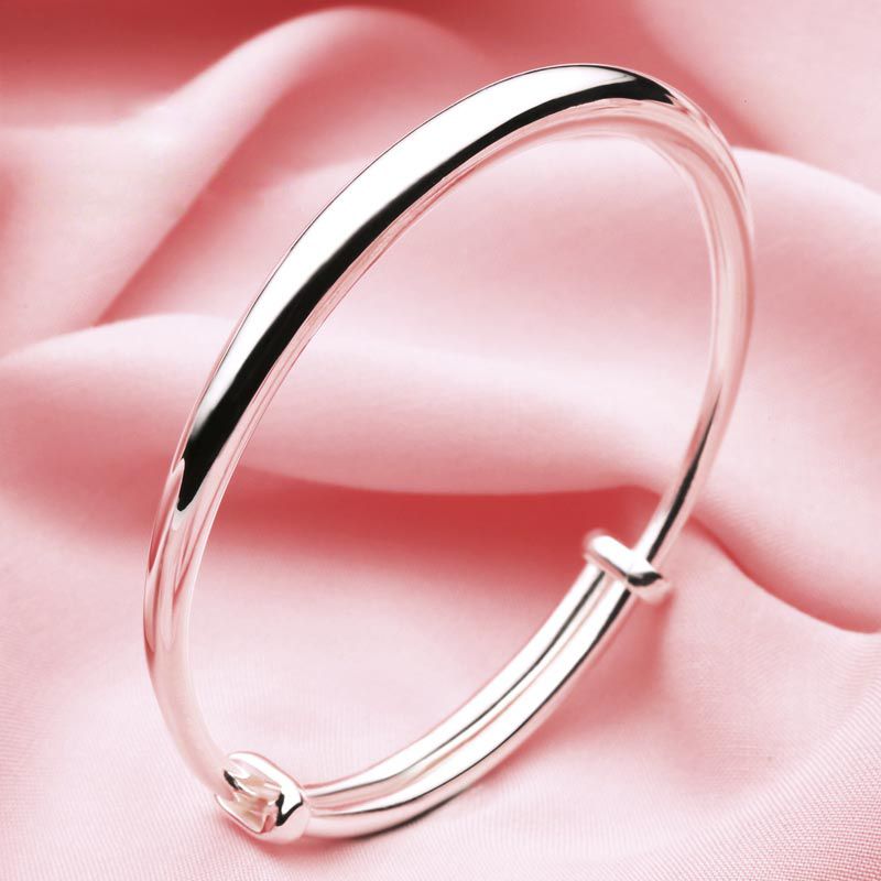 raeke瑞珂 999足银手镯女式999足银手饰银饰时尚百搭情侣手镯送女友