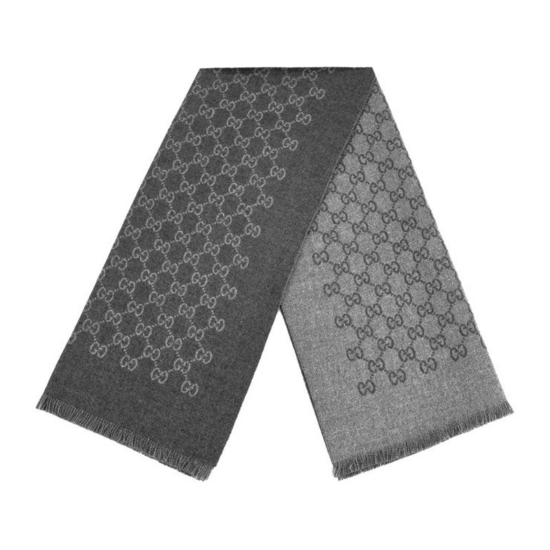 gucci /古驰 深灰色gg图案羊毛男士围巾 #391246 4g200 1462 联正国际