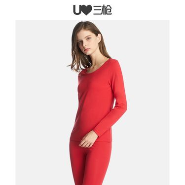 三枪 保暖内衣女士弹力棉保暖衣本命红女棉毛衫结婚鸿运秋衣秋裤女