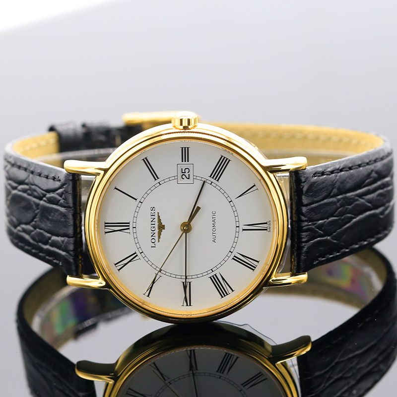 浪琴"瑞士时尚瑰丽系列女士款皮带手表 意大利进口镀金机械手表l4.