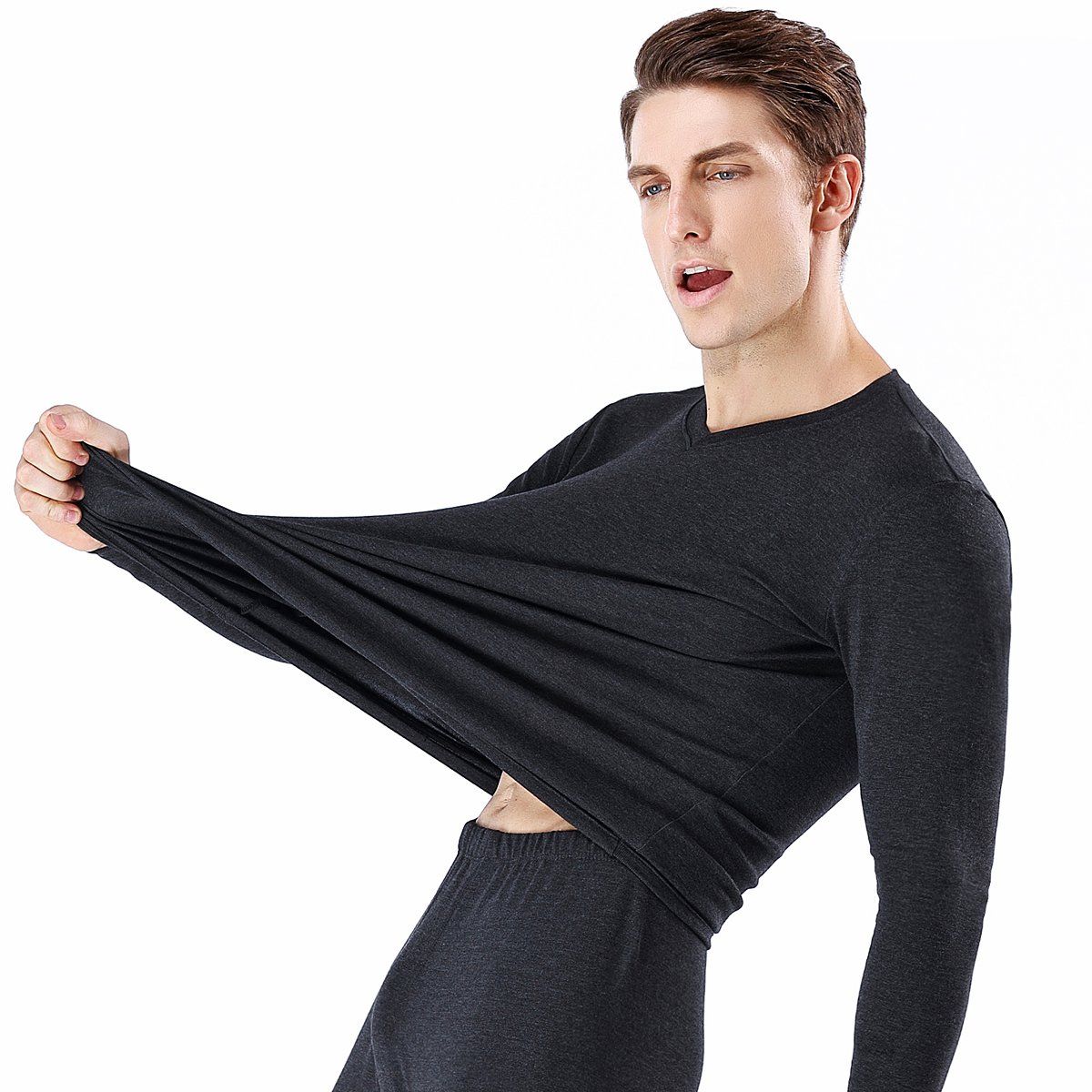 男士保暖套装 铂金润肤发热超细纤维内衣男士