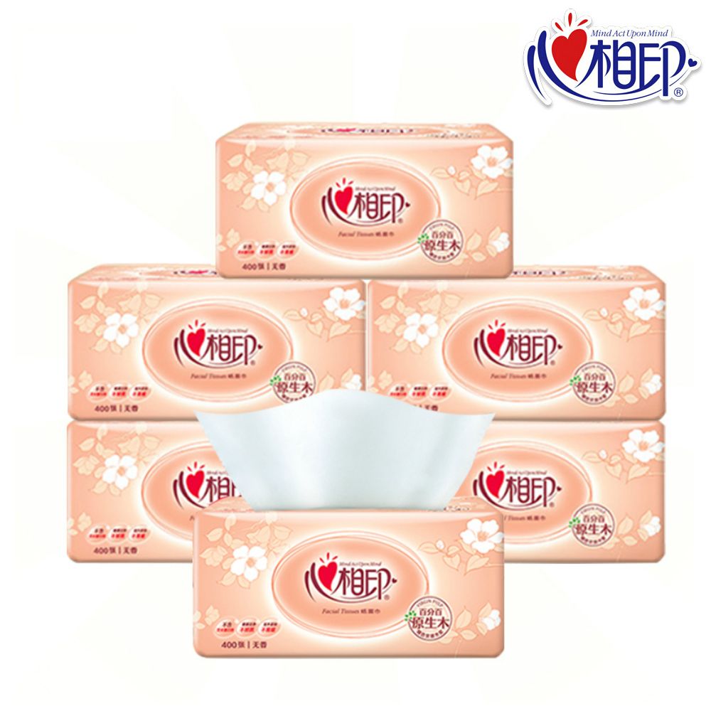 心相印 -原生木花语抽纸2组6包共1200抽厚2层纤巧无香柔韧卫生纸巾