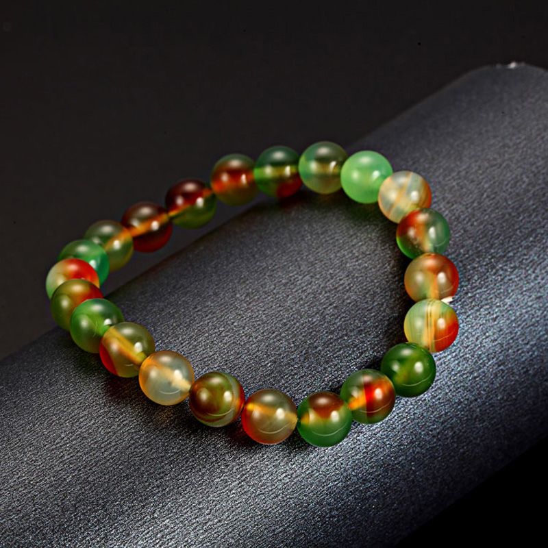 左传 七彩孔雀玛瑙单圈手串8mm 色彩艳 丽