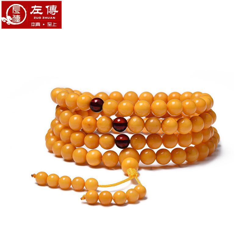 左传 老蜜蜡108颗经典款手串 蜜蜡琥珀手链 多圈手串 蜜蜡佛珠念珠