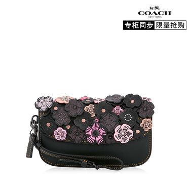 coach /蔻驰tea rose 女士立体花瓣贴片装饰牛皮手拿包58181 立体花朵