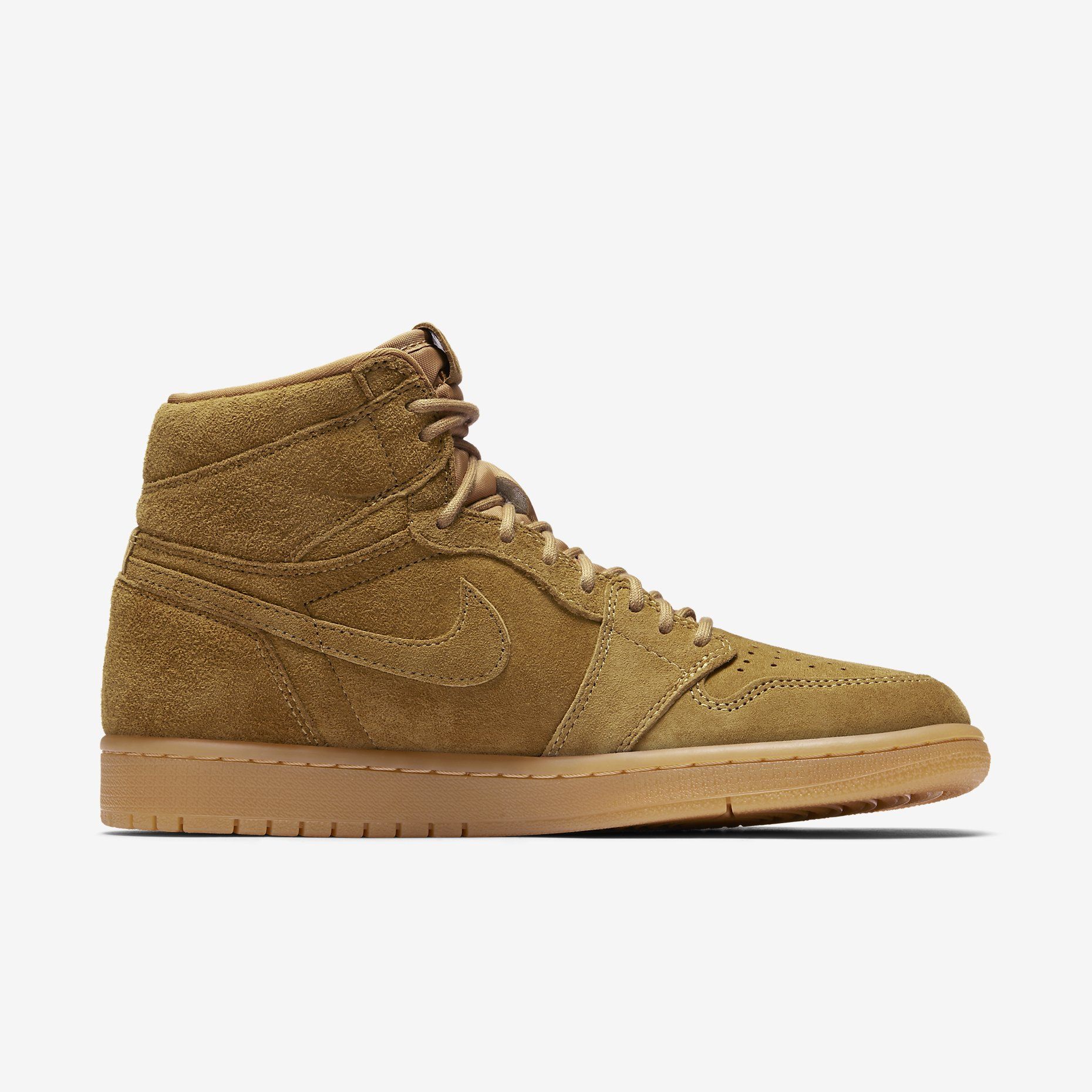 耐克air jordan 1 wheat aj1 男子篮球鞋 小麦翻毛大黄靴 555088-710