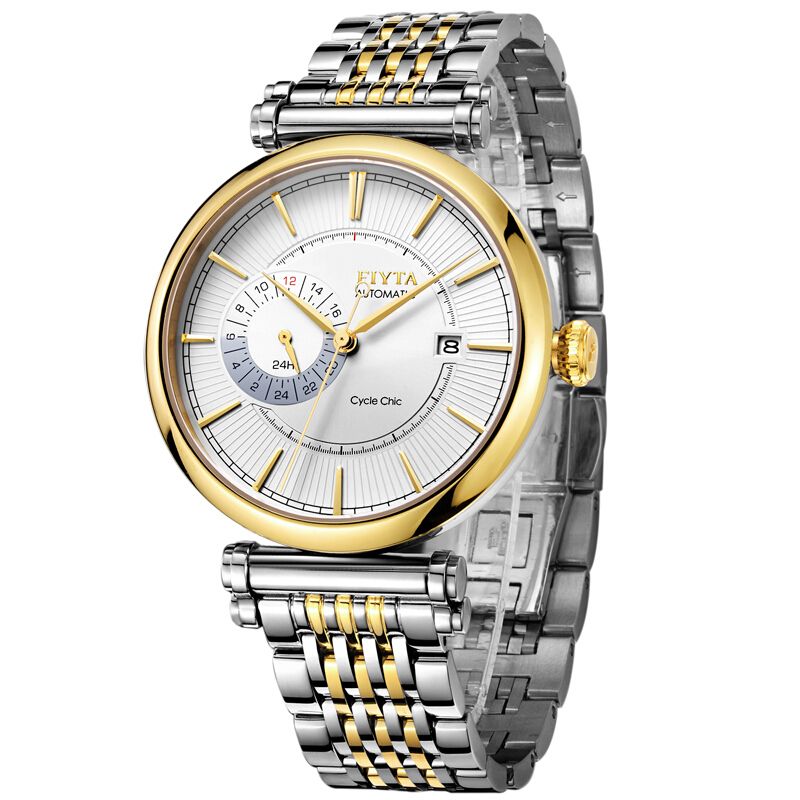 飞亚达(fiyta) 印系列 自动机械 白盘间金钢带男表 ga850001.twt