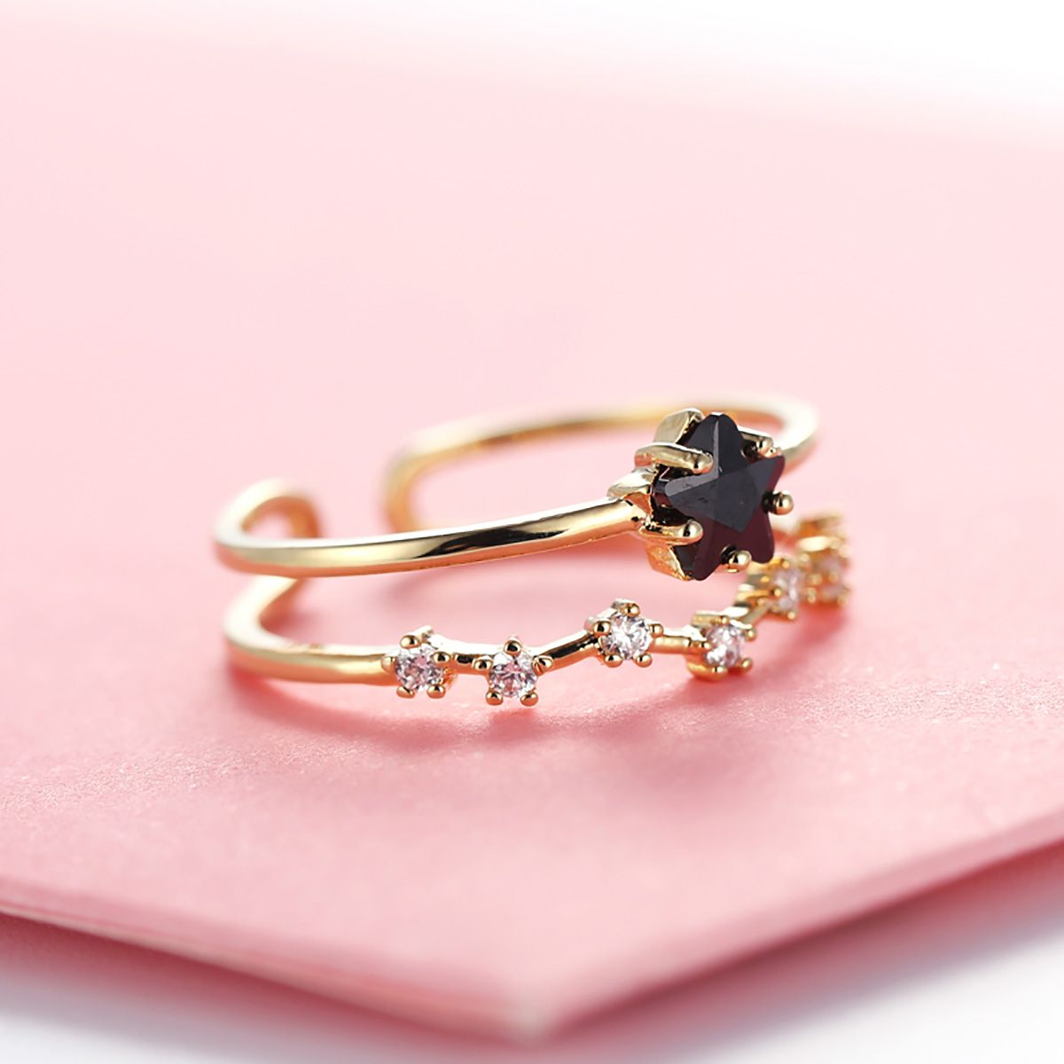 kaila 恋爱星晴戒指 女日韩气质星星双层开口潮人学生网红chic指环