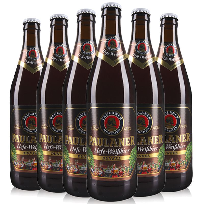 爱士堡 paulaner 德国原装进口啤酒 柏龙小麦黑啤酒 啤酒500ml*6瓶装