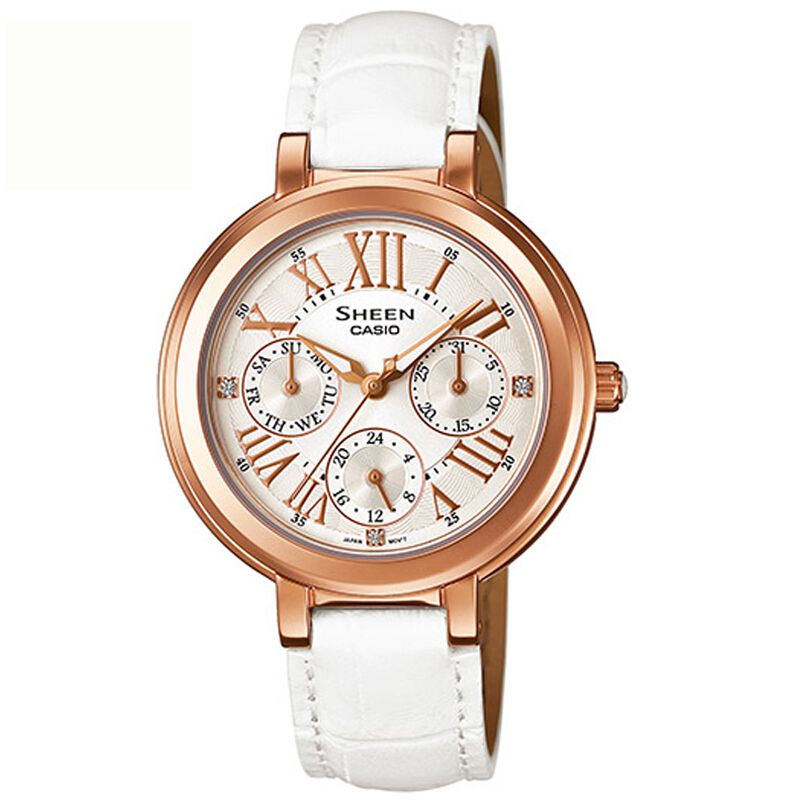 卡西欧 sheen系列优雅商务防水指针石英手女表 she-3034gl-7a