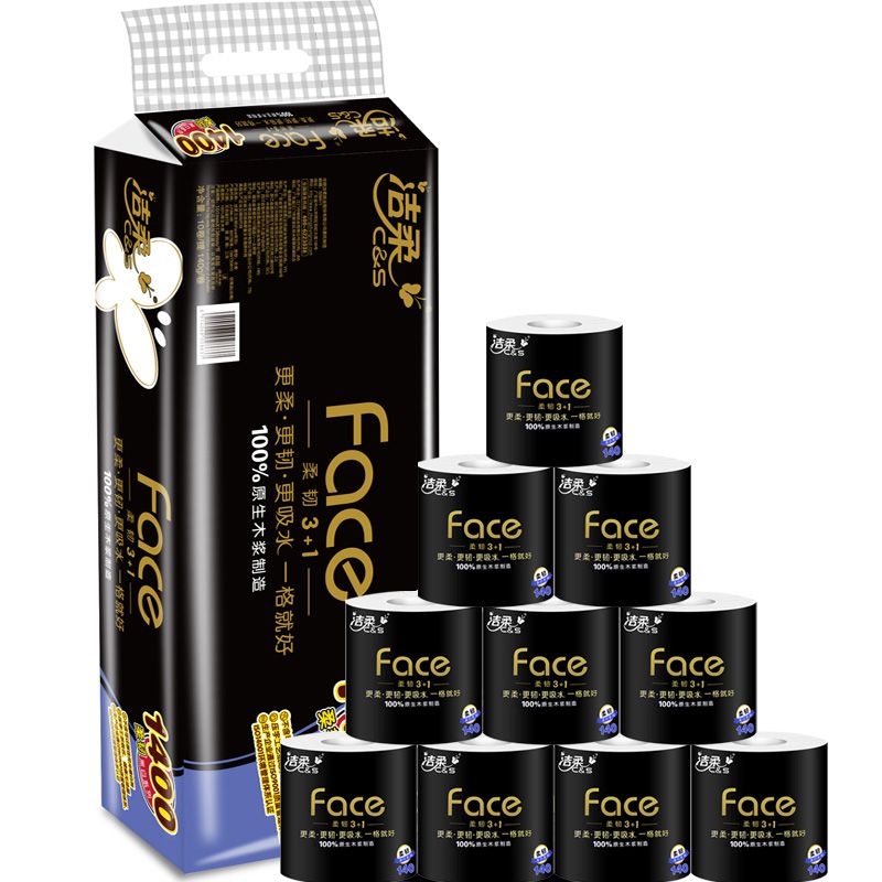 洁柔 卷纸4层1400g家用卫生纸 巾纸 有芯卷筒纸10卷纸巾