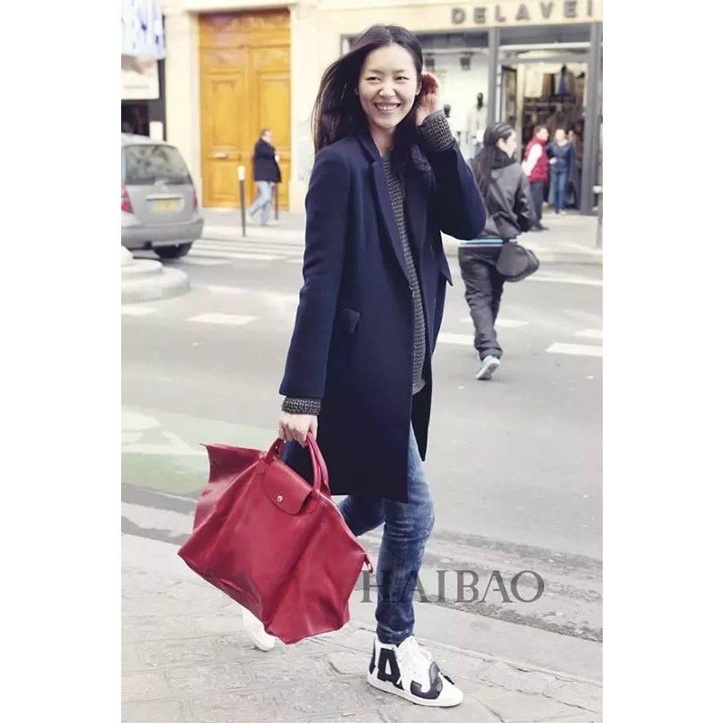 longchamp/珑骧 【刘雯同款】le pliage cuir系列 羊皮单肩饺子包 多