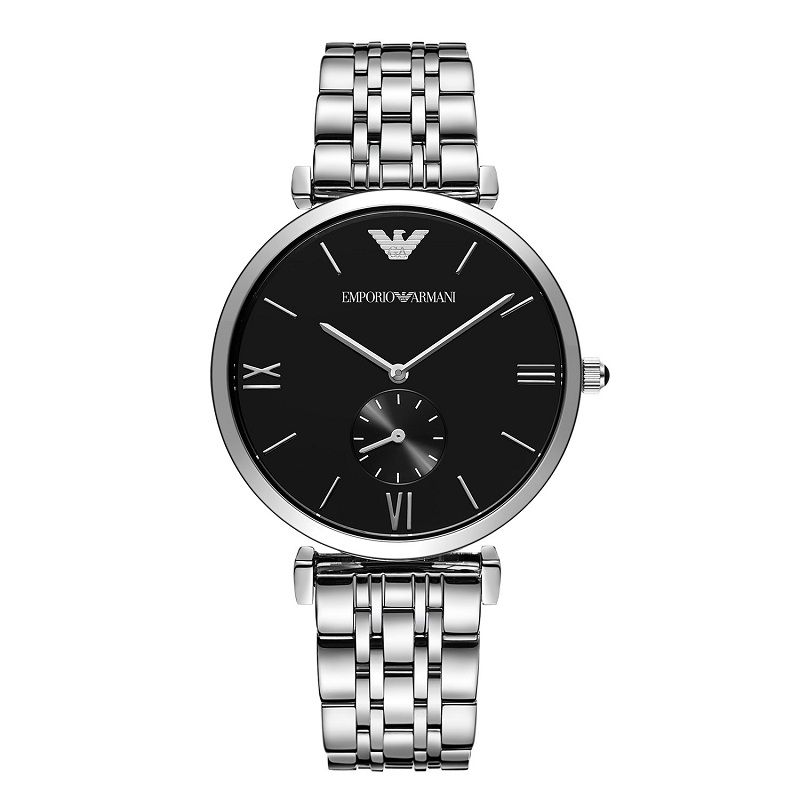 阿玛尼 不锈钢男款手表 银色时尚大表盘石英腕表ar1676 意大利进口