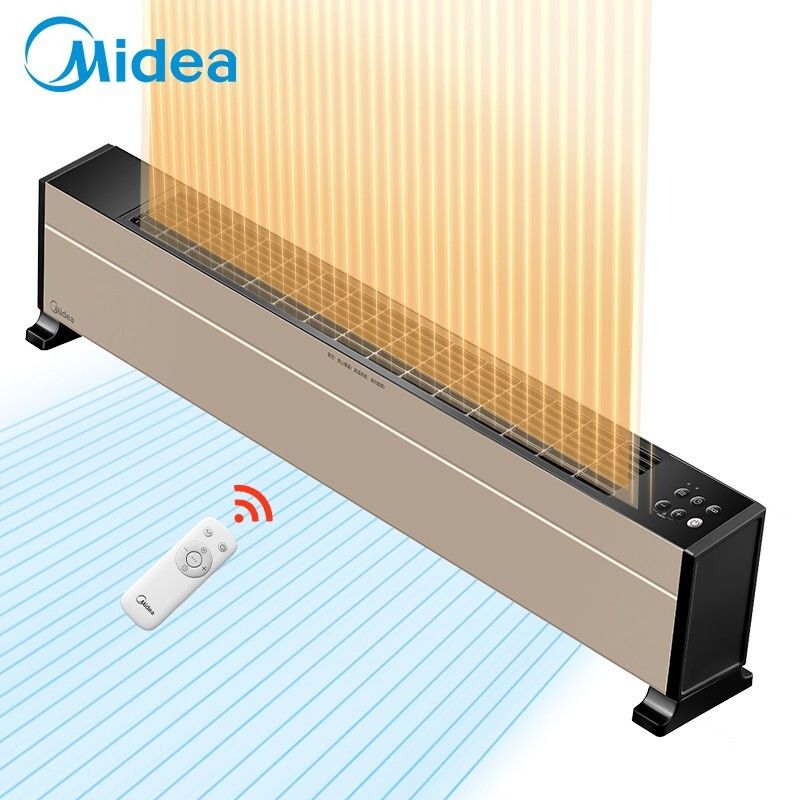美的 踢脚线取暖器电暖器家用电暖气家用电暖风移动地暖机对流式静音储热节能遥控省电书房浴室干衣机 HDY22TH【会员专享】