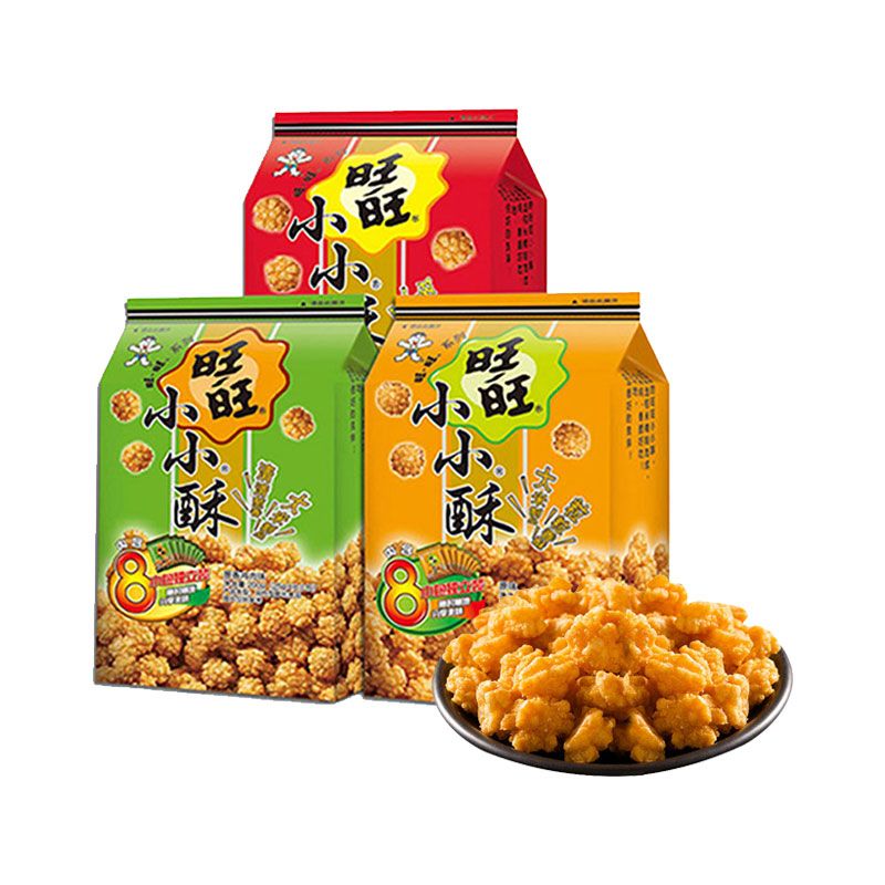 旺旺 小小酥 三种口味 饼干休闲零食小吃油炸酥脆点心 200g*3包（原味+黑胡椒+葱香鸡肉）【J015】