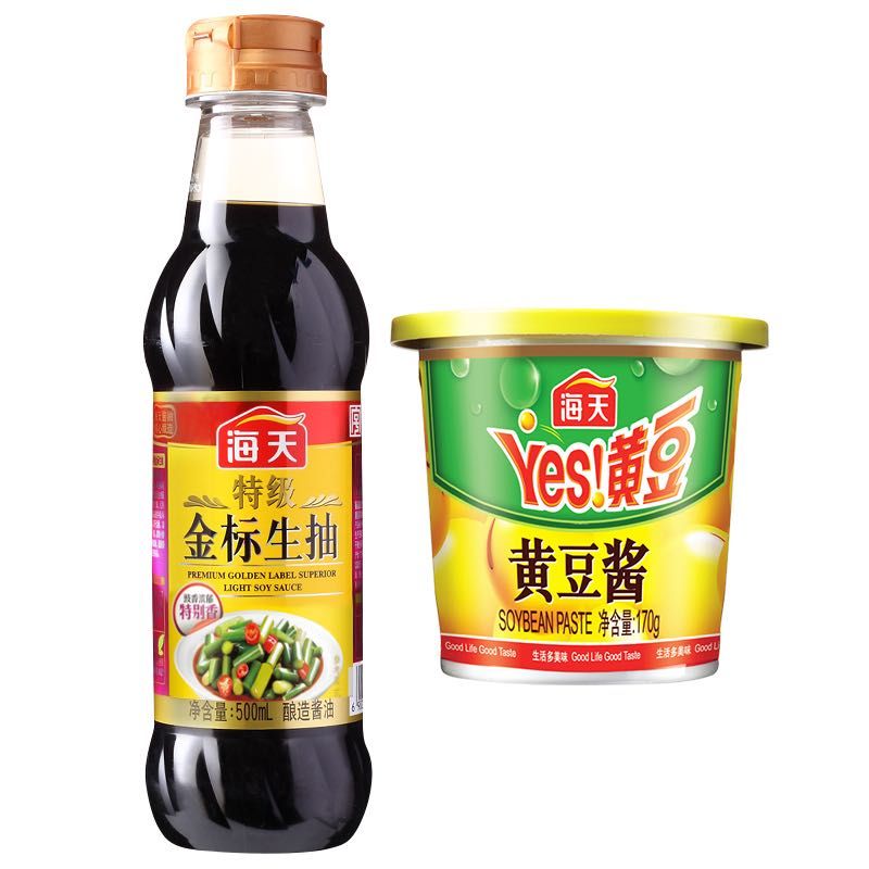 海天 家庭组合装（特级金标生抽500ml*1瓶+黄豆酱170g*1瓶）