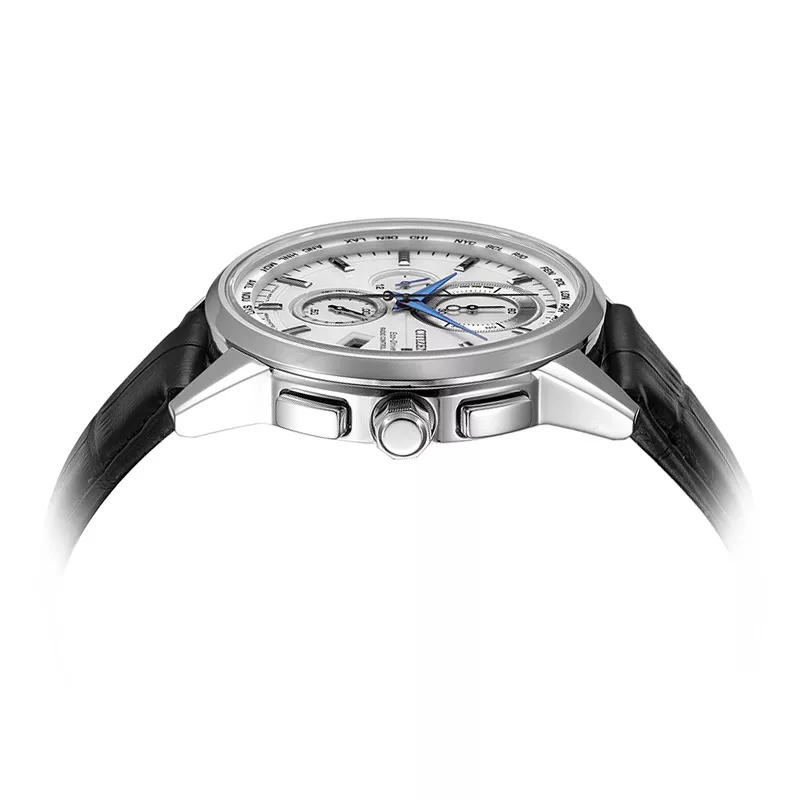 西铁城CITIZEN 光动能手表白盘皮带三眼防水男表 AT8110-11A