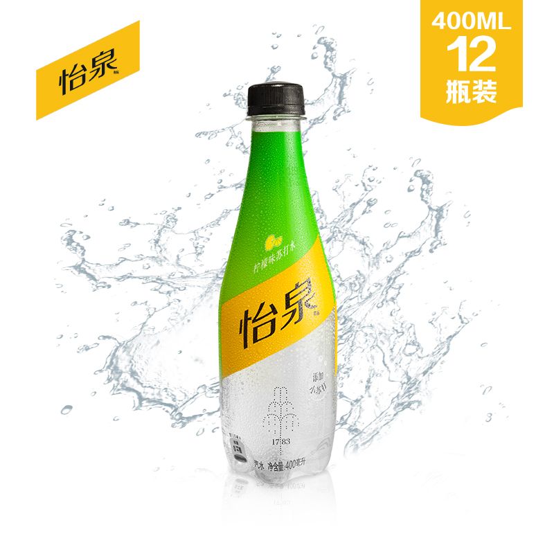 可口可乐 怡泉 苏打水汽水柠檬味 400ml*12