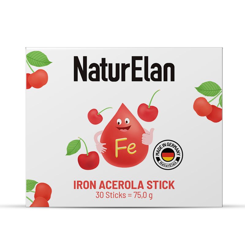 NaturElan/呐兔 补铁补血针叶樱桃粉2.5g*30条 德国进口 无腥味更美味二价铁补血 佳益康