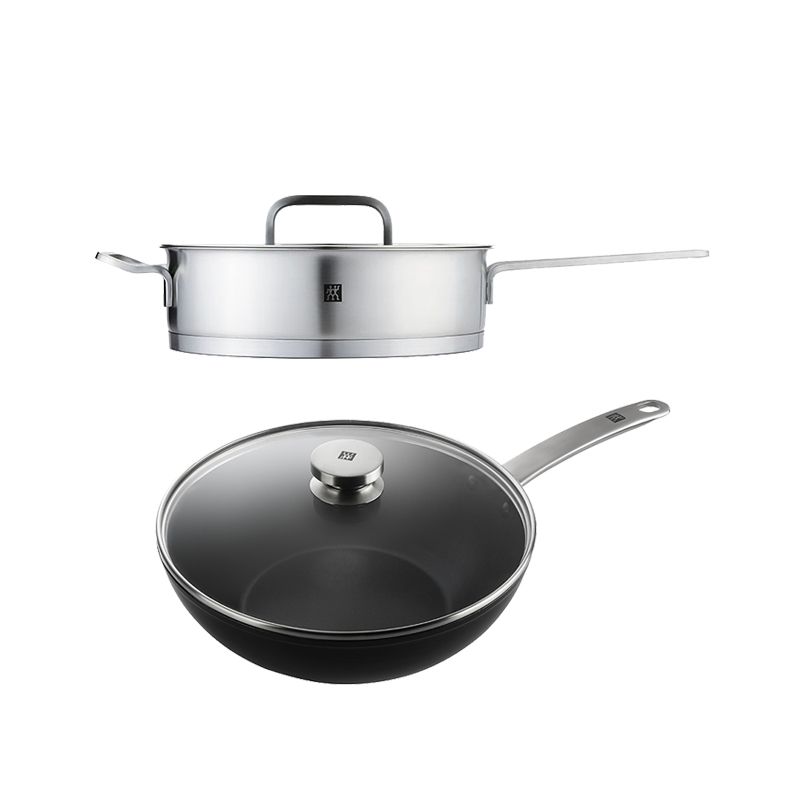 双立人 24cm煎炒锅ZW-C127+30cm中式炒锅ZW-EY005 