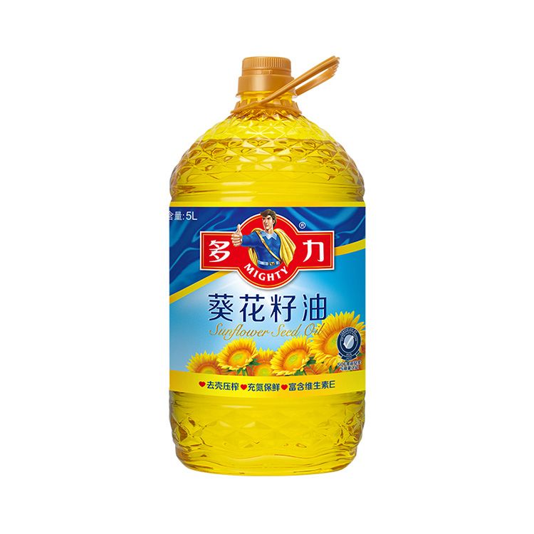 多力 葵花籽油 5L 食用油 物理压榨 含维生素e 零反式脂肪酸
