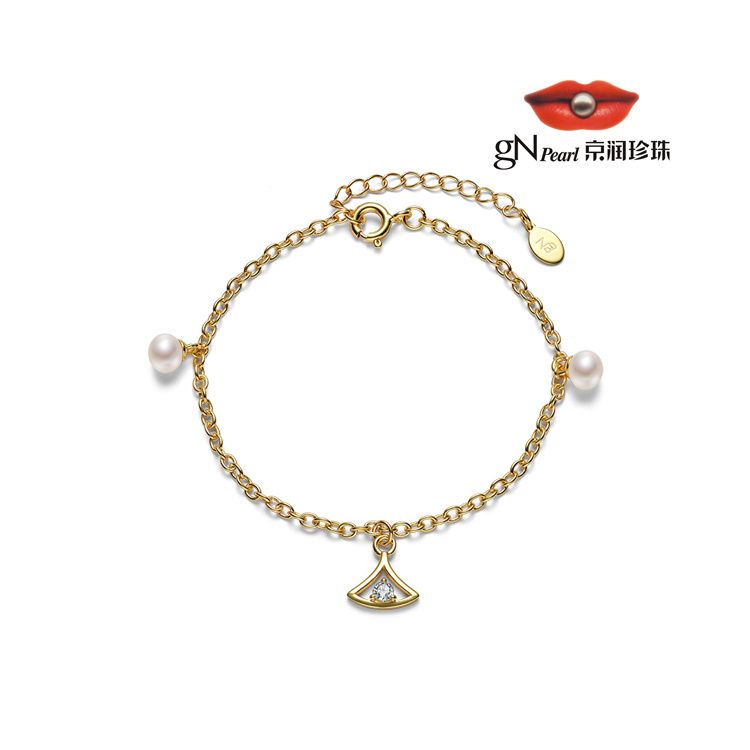 gN pearl/京润珍珠 京润珍珠 善梦 925银白色馒头形淡水珍珠手链 5-6mm 