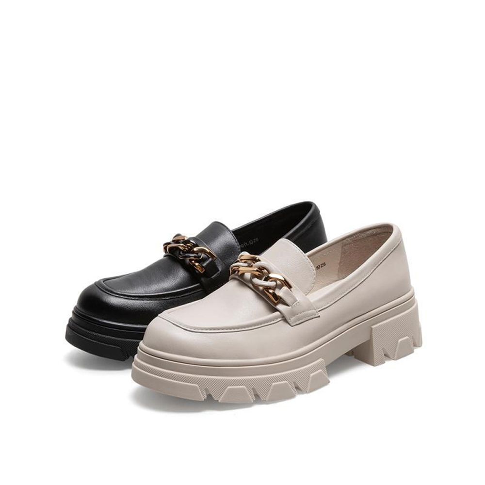 百丽 旗下 天美意复古英伦风厚底乐福鞋女秋季新款单鞋商场同款CY701CQ0