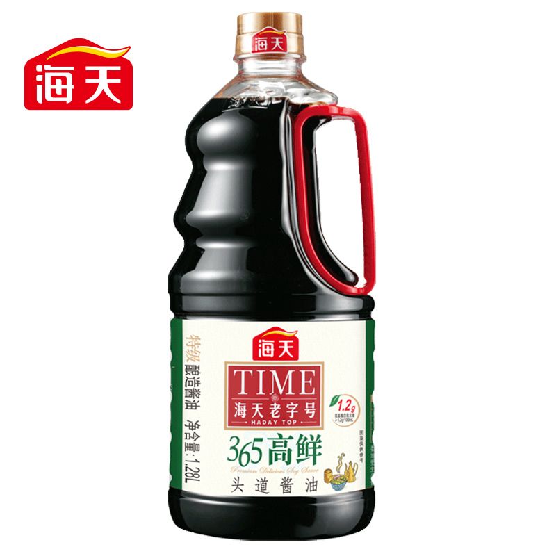 海天 老字号365高鲜头道酱油1.28L黄豆酿造酱油特级生抽家用调味品
