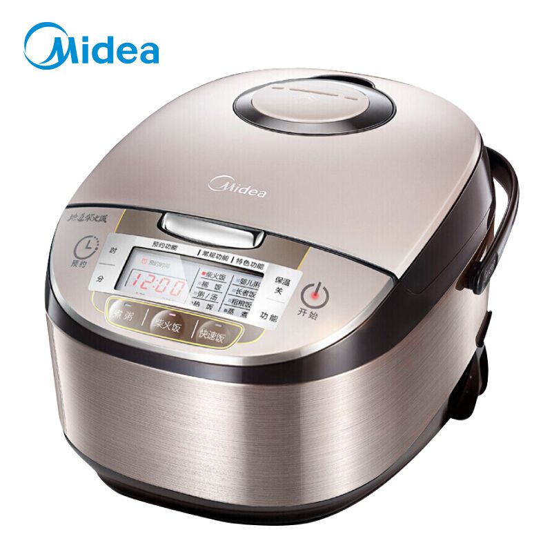 美的MIDEA 智能电饭煲家用 4L容量 按键式 【24小时预约】可拆盖洗 圆灶釜内胆 一键柴火饭 金属拉丝机身 WFS4029