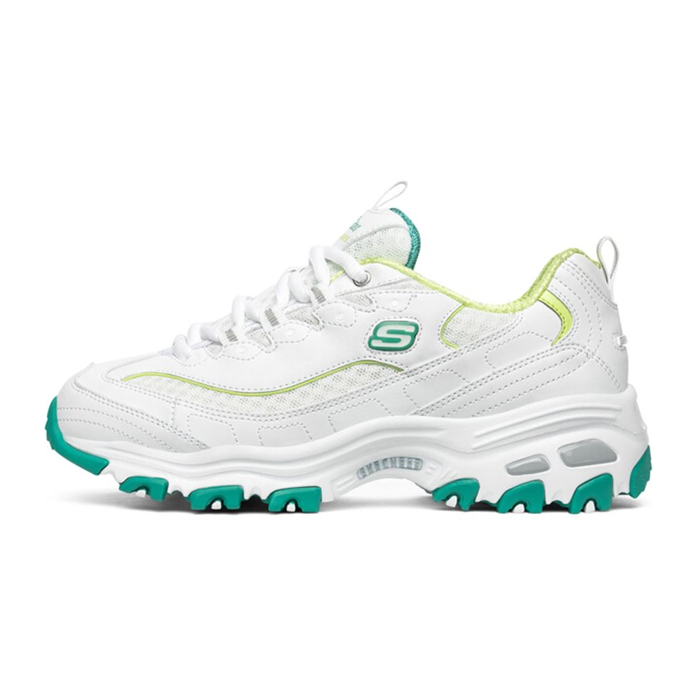 斯凯奇 Skechers女鞋透气网新款熊猫鞋休闲老爹鞋女子99999863 绿 浅蓝