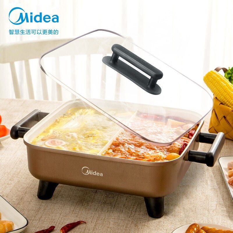 美的MIDEA 美的（Midea）电火锅家用多功能电热锅多用途电煮锅6L不粘鸳鸯火锅MC-DY3030Easy102