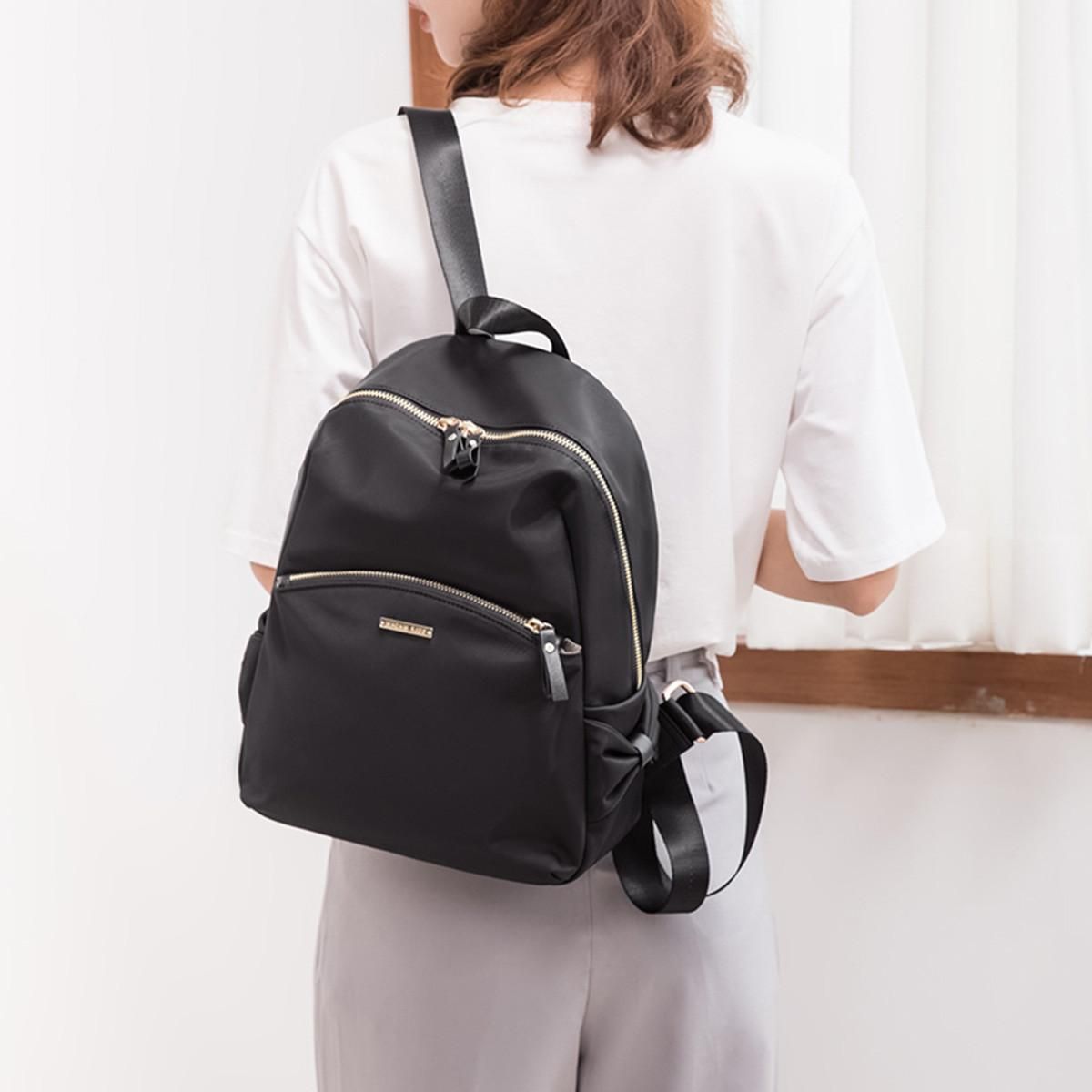 高尔夫 秋季新品轻便背包休闲百搭女双肩背包中学生书包旅行包双肩包女款 赫本黑均码 赫本黑