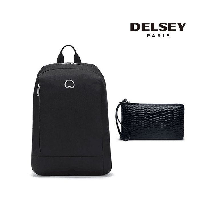 DELSEY 法国大使 电脑双肩背包 送鳄鱼纹手拿包（积分兑）