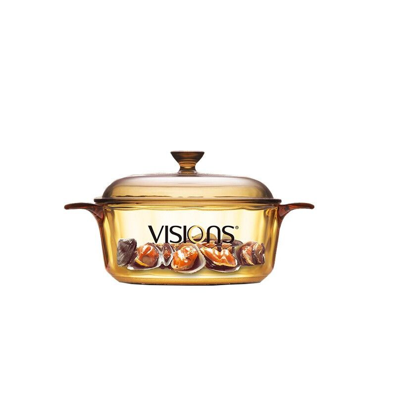 京东直供 VISIONS1.25L晶彩透明家用玻璃锅明火耐高温炖锅汤锅VS-12-E-LCL/ZK