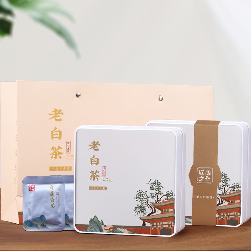 果满园 福鼎老白茶寿眉陈皮白茶小方片饼干茶叶礼盒装过年送礼品