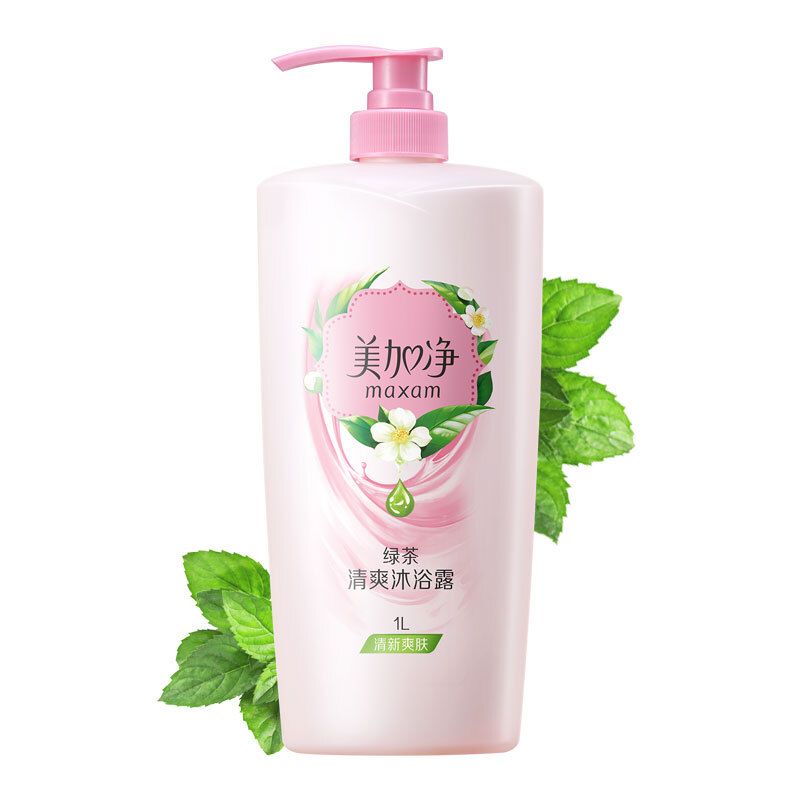 美加净 清爽 沐浴露 1000ml（大容量 清爽滋润 天然绿茶成分 花果芬香 ）