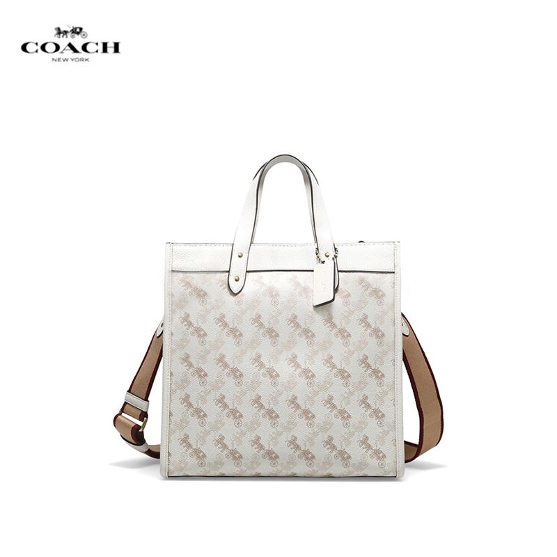 COACH/蔻驰 大号FIELD系列女士PVC配皮斜跨单肩托特包 89143B4RGL 美国进口 时尚简洁 XUNAN 送礼好物