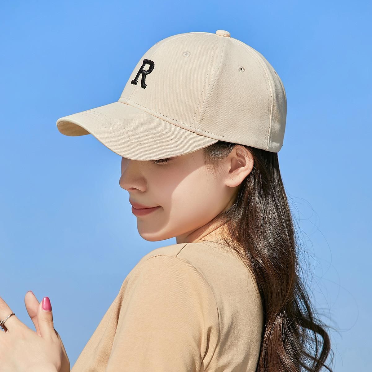 宏达 新款帽子女夏季棒球帽女士遮阳帽女款防晒帽男士鸭舌帽时尚运动帽 卡其 均码