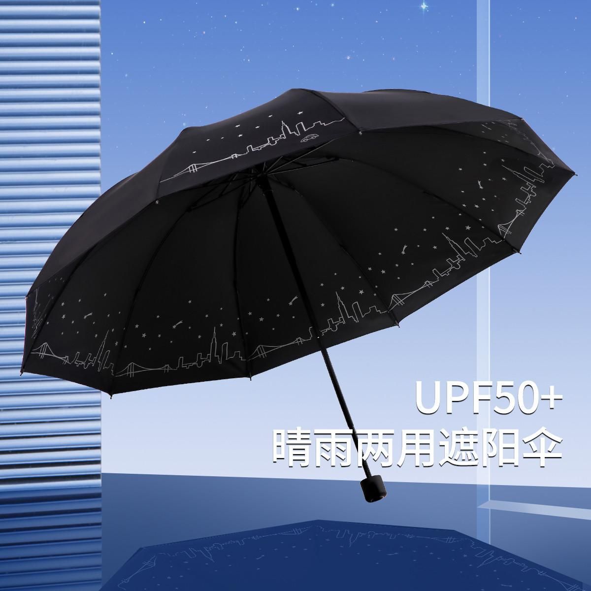 新品天堂伞雨伞男女晴雨两用伞双人十骨全钢加大加固伞抗风遮阳伞 4#黑色 61cm*10k