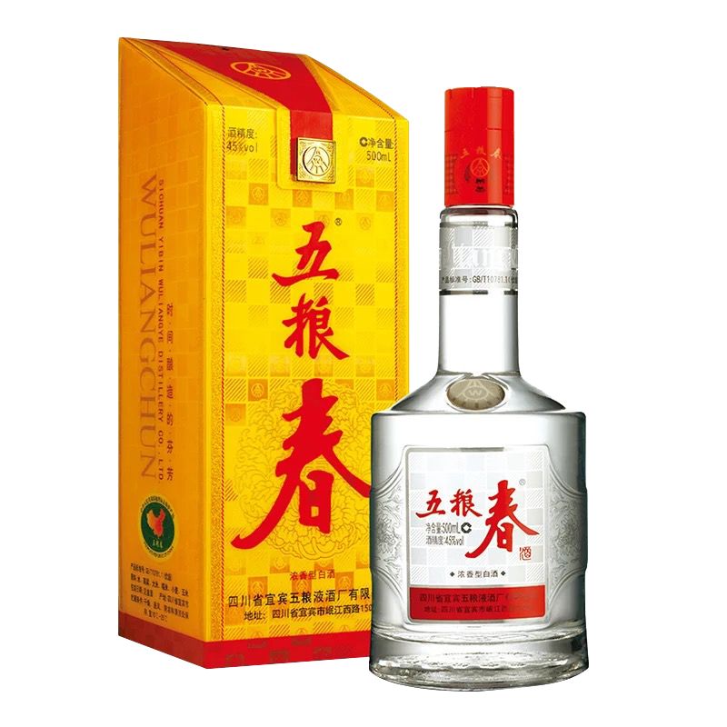 京东直供 五粮液股份 五粮春 第一代 浓香型白酒 45度 500mL 单瓶装