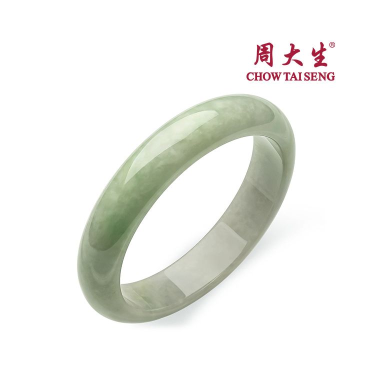 周大生 天然A货正品浅绿翡翠手镯【圈口内径下单时 需联系客服定制】