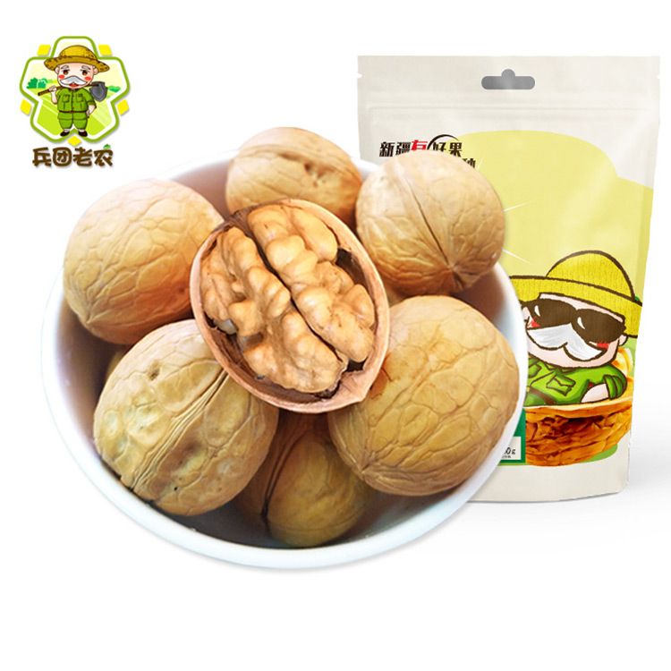 兵团老农 新疆特产薄皮核桃500g*2袋新疆薄皮手剥纸皮核桃坚果炒货孕妇干果休闲零食原味核桃实物