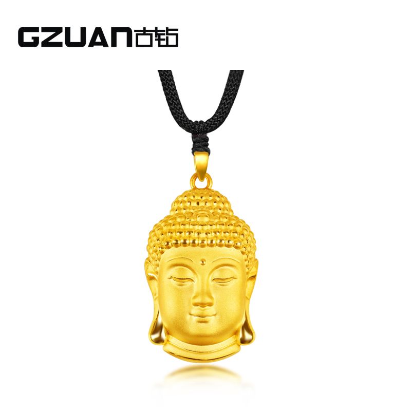 古钻 GZUAN珠宝 大日如来 黄金足金佛头男女款吊坠（赠黑绳） YJD0076